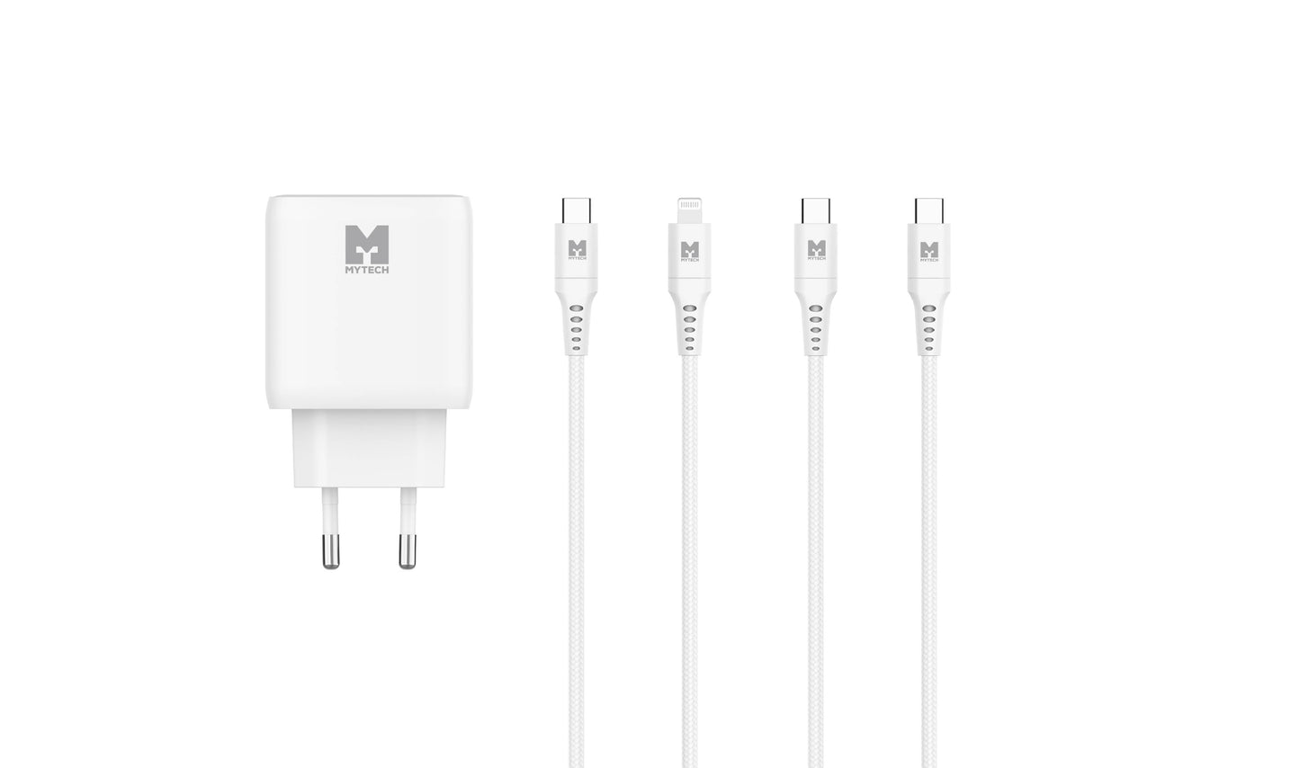 MYTECH 30W Snellader met 2x 1 Meter Kabels – Geschikt voor Android & iPhone