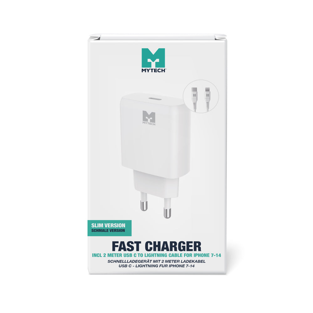 MYTECH Fast Charger Slim + USB C-Lightning Cable 2M