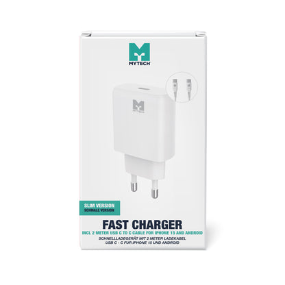 MYTECH Fast Charger Slim + USB CC Cable 2M